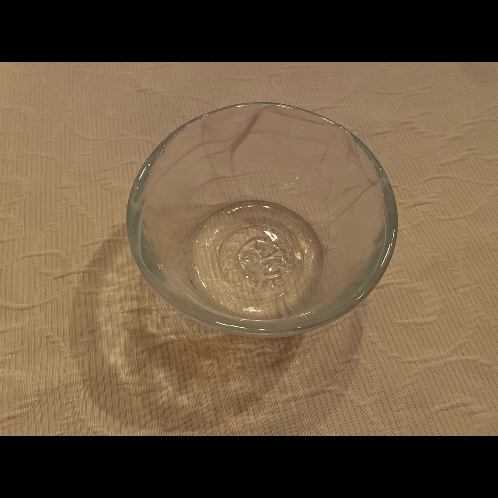 Kosta Boda Mine Glass Bowl, White Swirl Pattern, artist:  Ulrica Hydman-Vallien